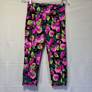 Betsey Johnson Cropped Leggings Floral Athletic Casual Pants Women’s Size Small